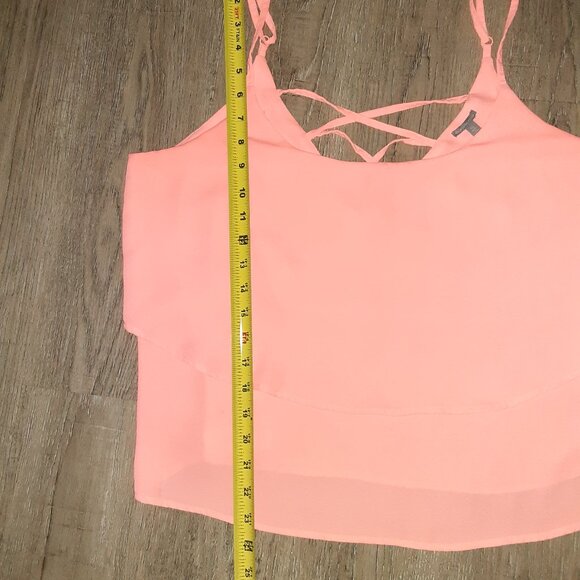 Day-Glo Neon Retro Pink Camisole Top * Pinky-Orange Coral * Lattice * XL * EUC * - Picture 2 of 8